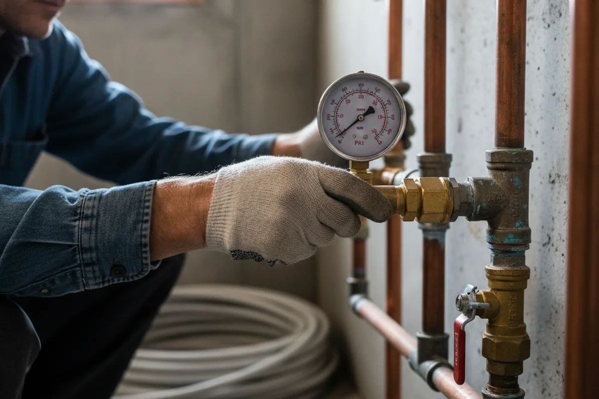 Pressure testing a repaired line during Water Line Repair in Marseilles